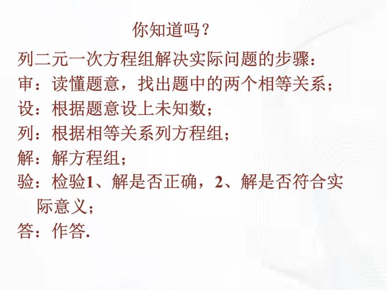 苏科版数学七年级下册 第十章 第五节 用二元一次方程组解决问题 第2课时 课件06