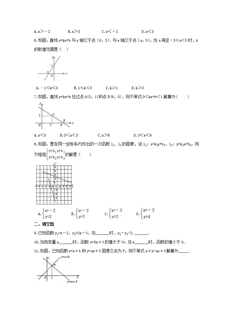 2022年人教版数学八年级下册19.2.3《一次函数与方程、不等式》课时练习（含答案）02