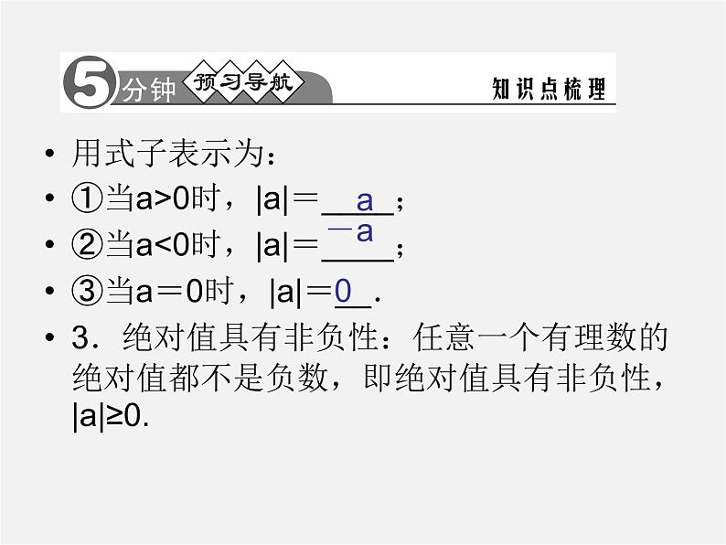 七年级数学上册 1.2.4《绝对值》绝对值的概念和性质课件04