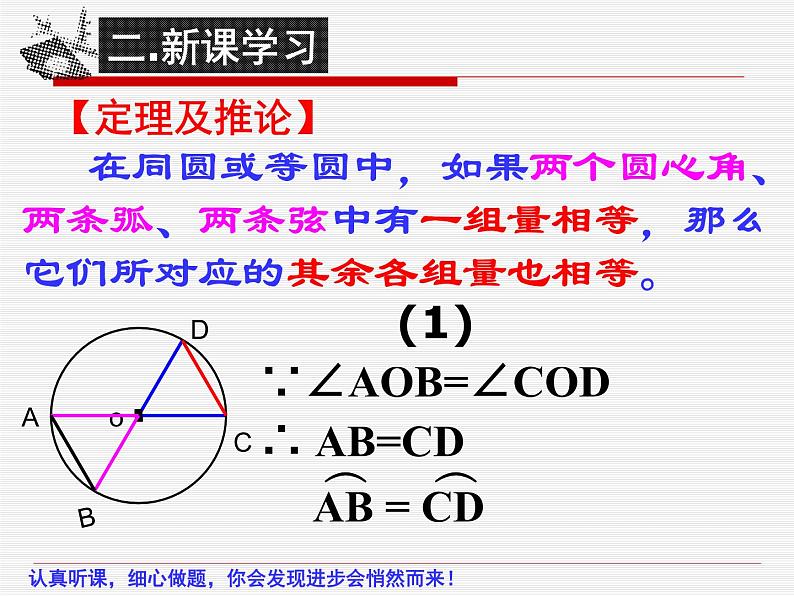 人教版九年级数学上册24．1．3 弦、弧、圆心角教学课件（共26张）第8页