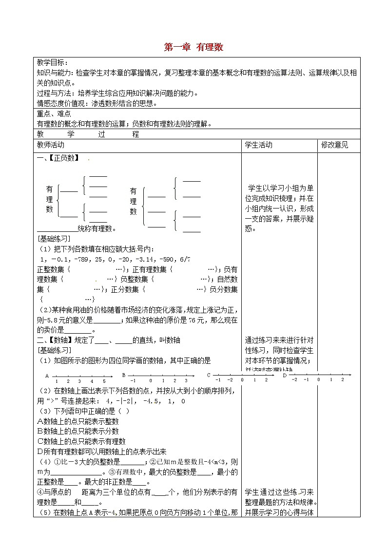 人教初中数学七上《1.0第1章 有理数》word教案 (3)第1页