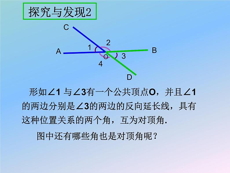 2021-2022学年人教版数学七年级下册 5.1.1 相交线 课件08