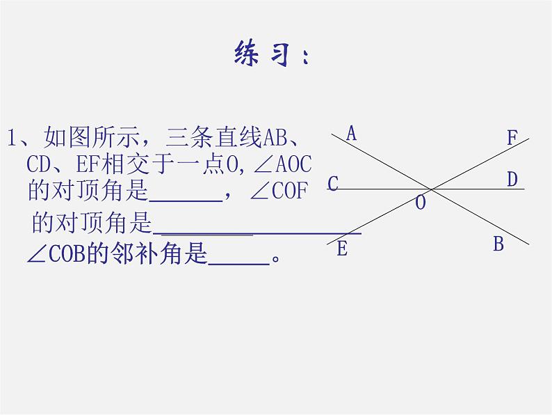 第8套人教初中数学七下  5.1.1 相交线课件08