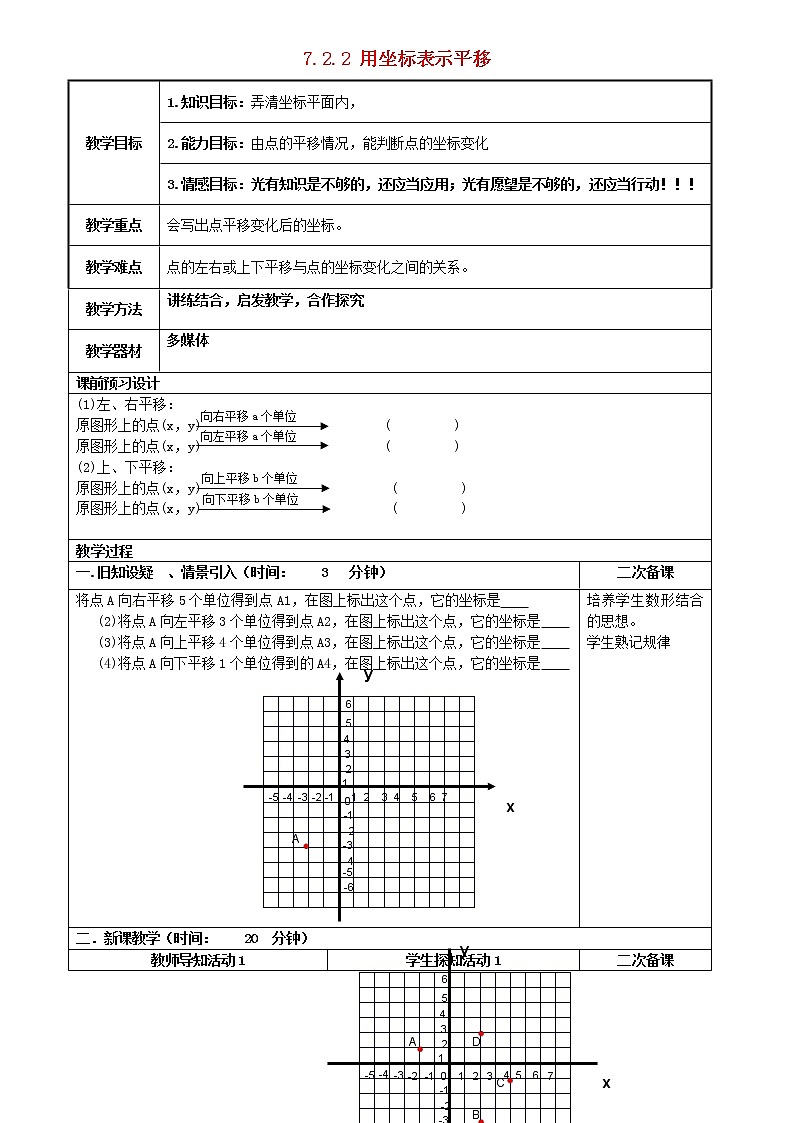 第8套人教初中数学七下  7.2.2 用坐标表示平移教案201