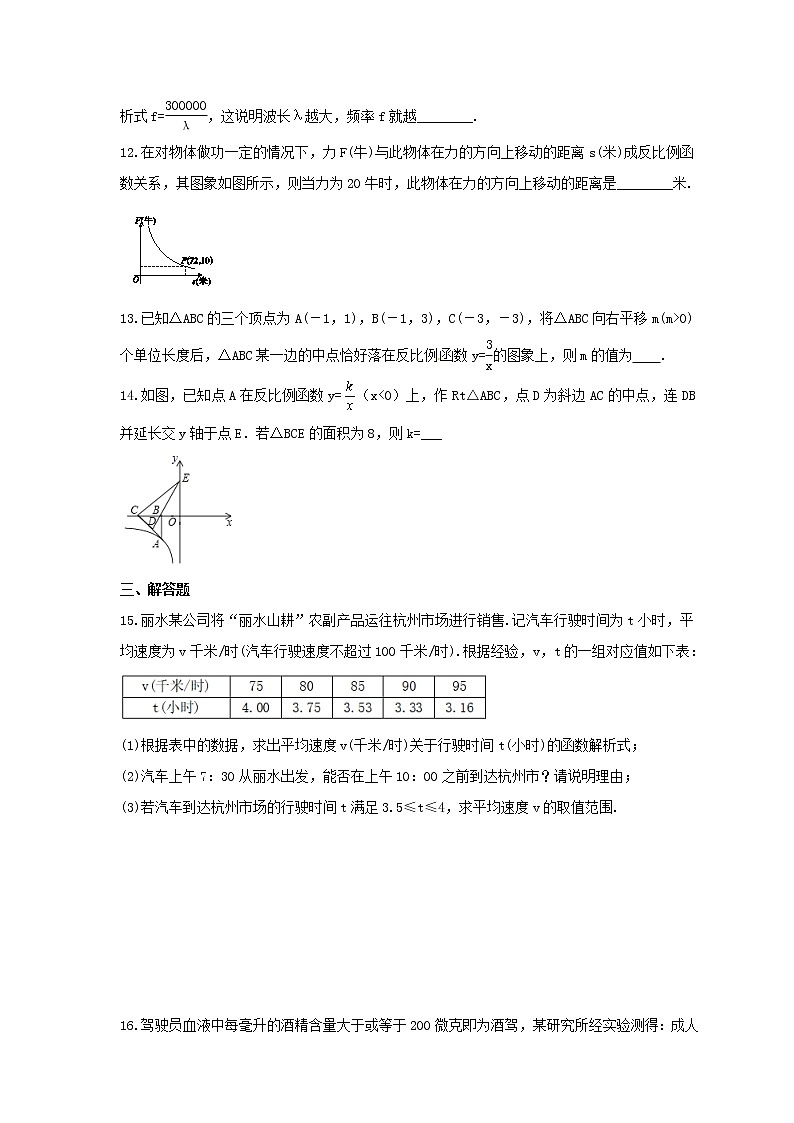 2022年浙教版数学八年级下册6.3《反比例函数的应用》课时练习（含答案）03