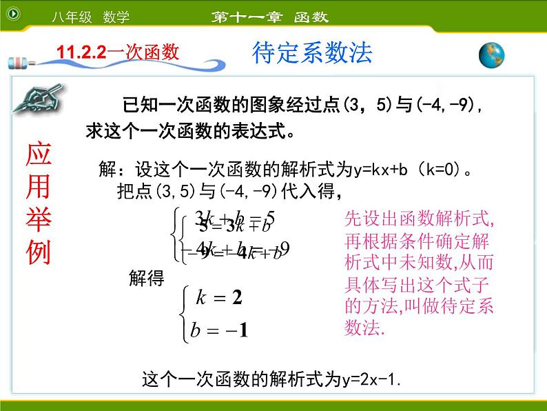 第4套人教初中数学八下  利用待定系数法求一次函数的解析式课件04