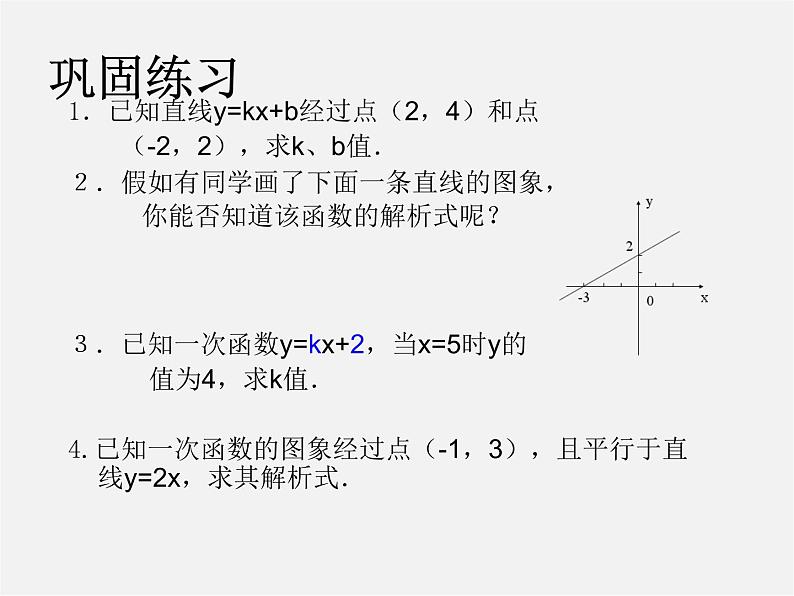 第5套人教初中数学八下  19.2.2《一次函数》待定系数法求一次函数解析式课件05