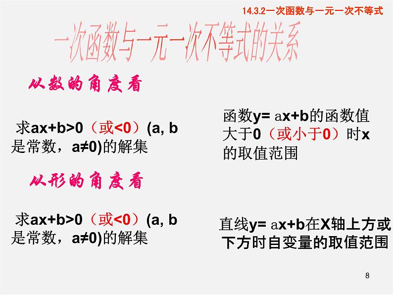 第7套人教初中数学八下 19.2.3《一次函数与方程、不等式》一次函数与一元一次不等式课件08