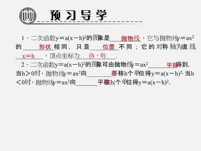 第5套人教初中数学九上  22.1.3 二次函数y＝a(x－h)2＋k的图象和性质（第2课时）课件1第2页