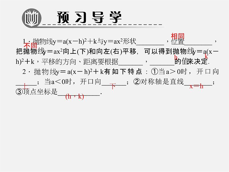 第5套人教初中数学九上  22.1.3 二次函数y＝a(x－h)2＋k的图象和性质（第3课时）课件1第2页