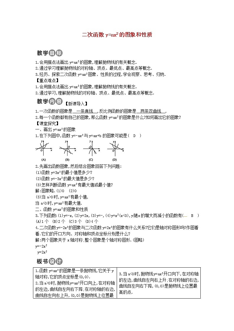 第3套人教初中数学九上  22.1.2 二次函数y=ax2的图象和性质教案01