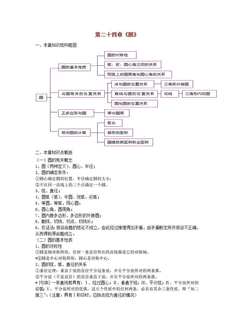 第5套人教初中数学九上  第24章 圆小结与复习教案第1页