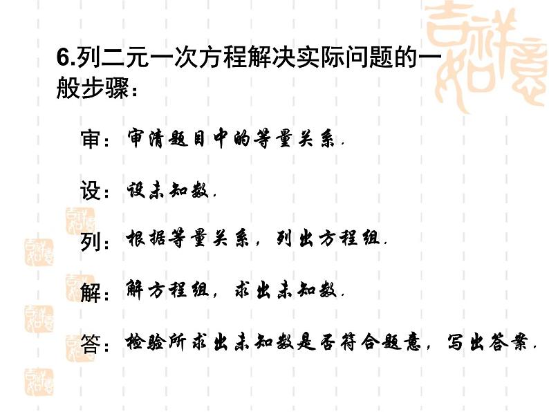 人教版数学七年级下册 第八章 二元一次方程组》复习 课件第7页