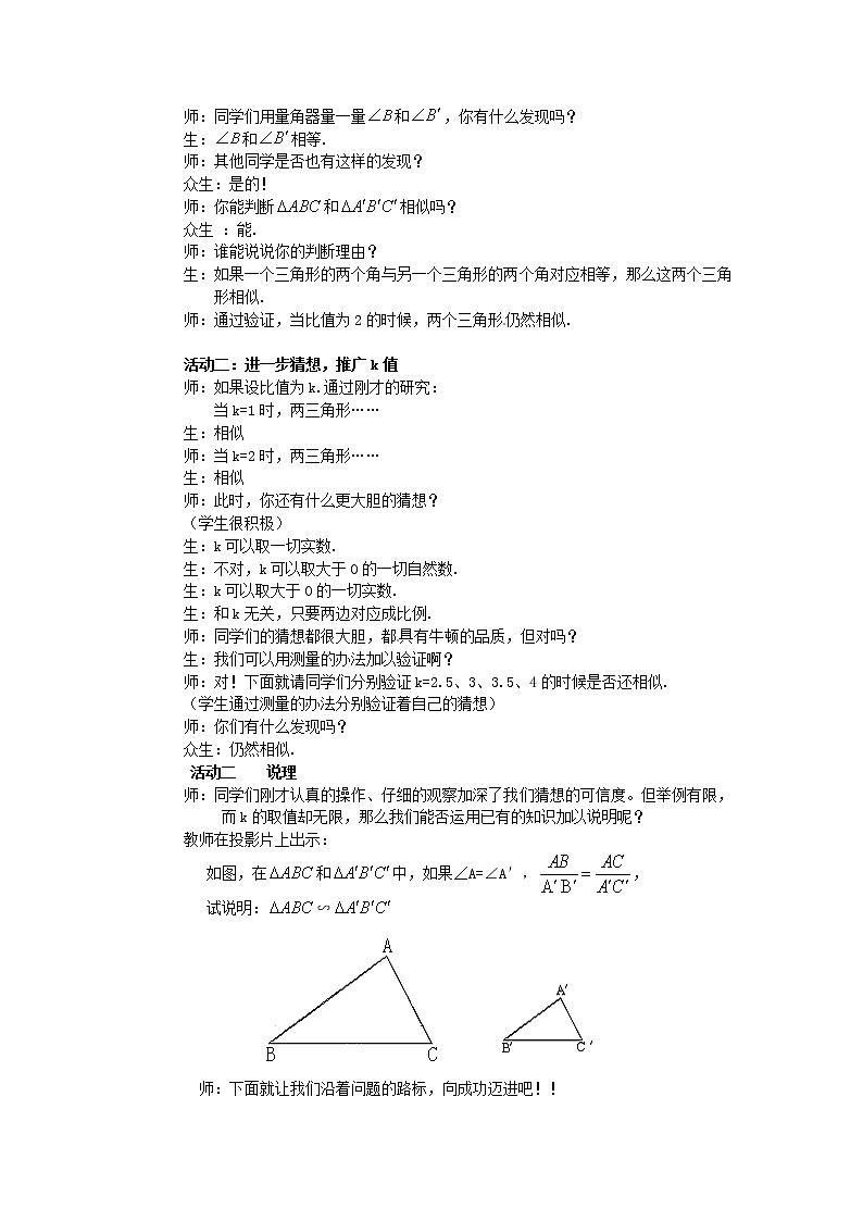 第1套人教初中数学九下  27.2.1 相似三角形的判定教案203