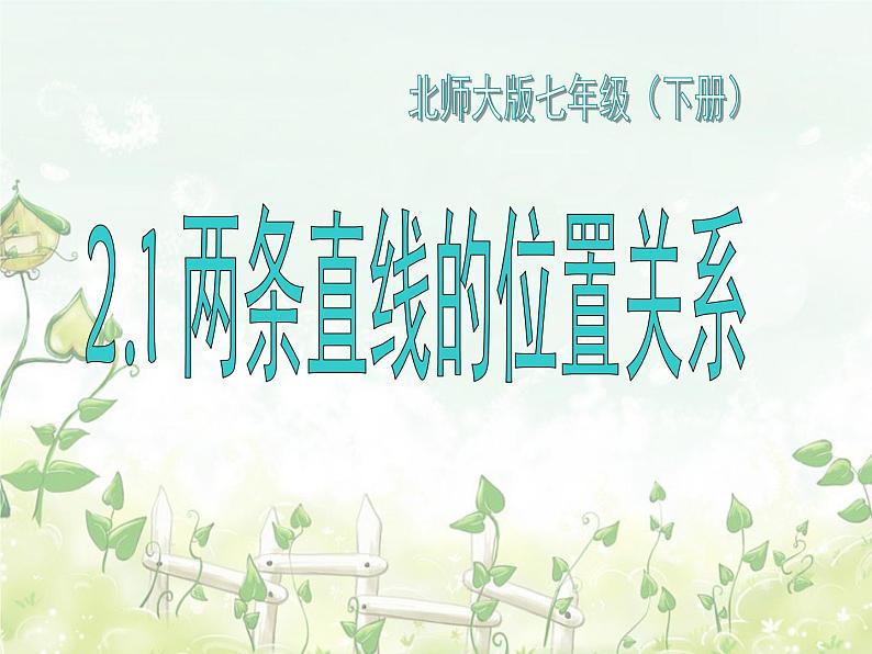 2021-2022学年度北师大版七年级数学下册课件  2.1 两条直线的位置关系 1第2页