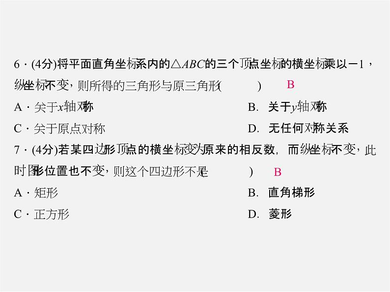 北师大初中数学八上《3.3轴对称与坐标变化》PPT课件 (2)06