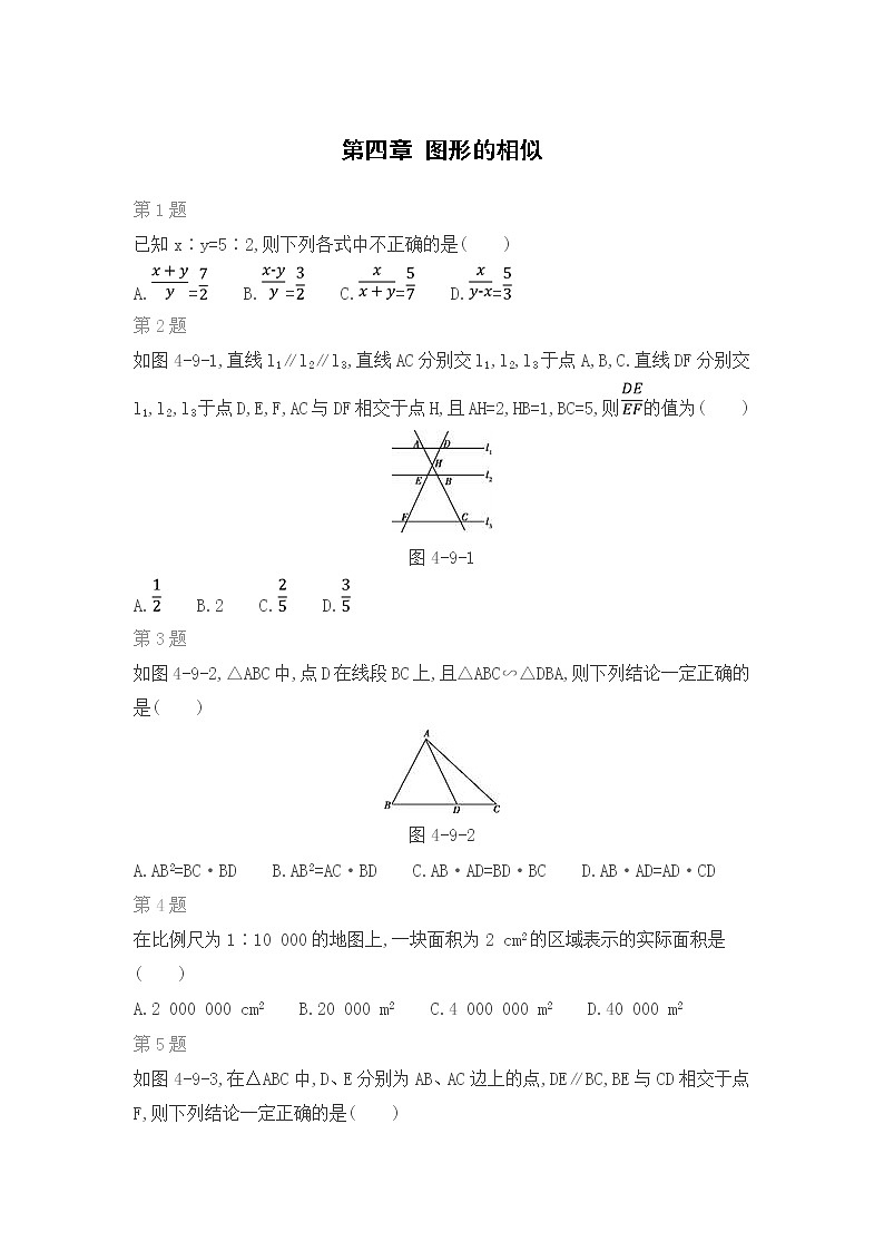 北师版数学九年级上期末复习专题：第四章 图形的相似第1页