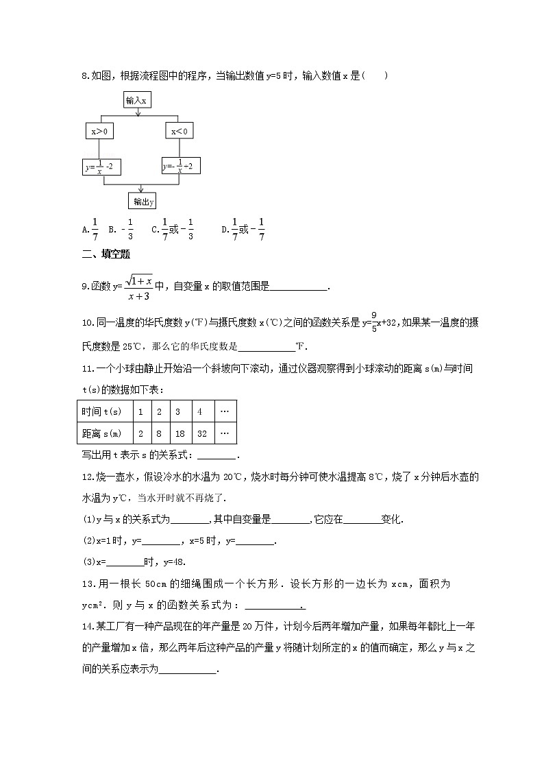 2022年北师大版数学七年级下册3.2《用关系式表示的变量间关系》课时练习（含答案）02