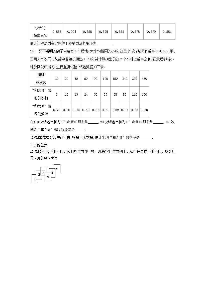 2022年北师大版数学七年级下册6.2《频率的稳定性》课时练习（含答案）03