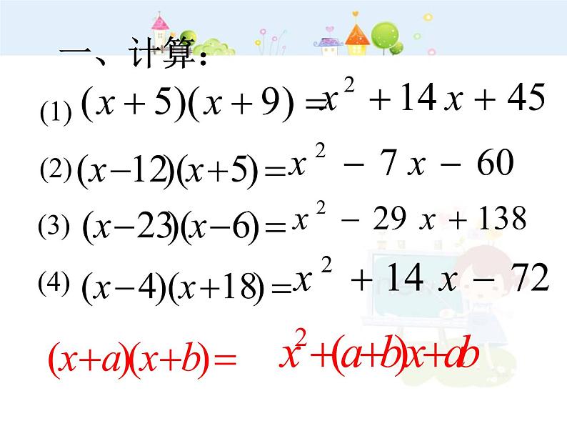 人教版数学八年级上册十字相乘法分解因式课件PPT第2页