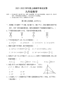 四川省德阳广汉市2021-2022学年九年级上学期期中考试数学试题（word版 含答案）