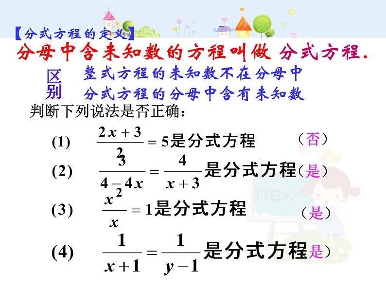 初中数学人教版八年级上册15.3.1分式方程定义课件第3页