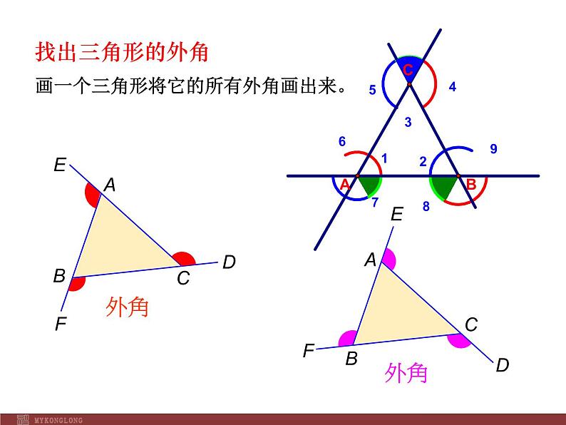 初中数学人教版八年级上册11.2.2 三角形的外角1课件第5页