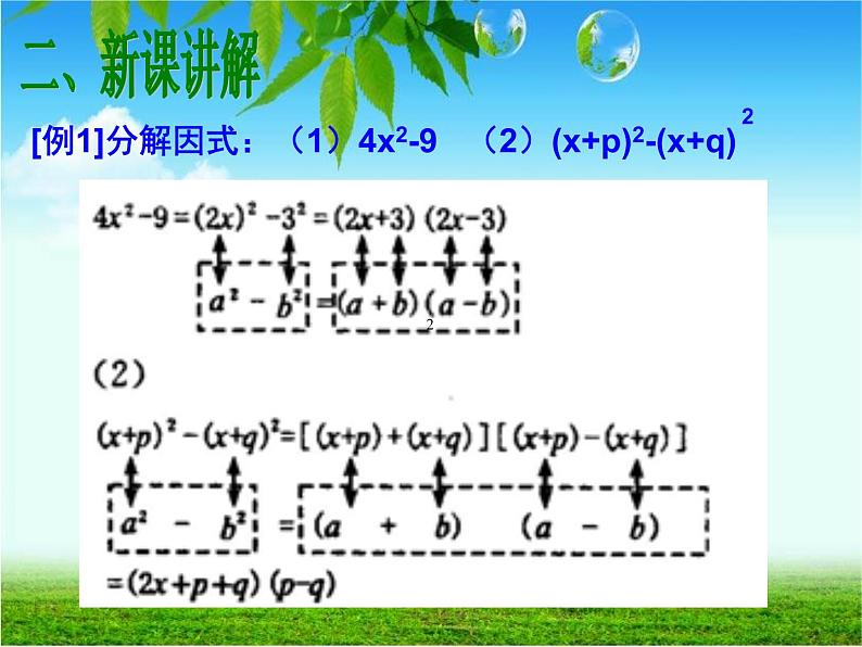 初中数学人教版八年级上册14.3.2 第1课时 运用平方差公式因式分解2课件05