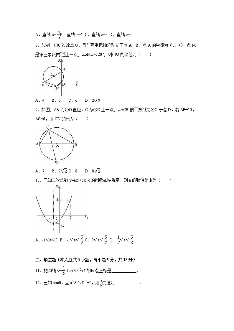 九年级上期中数学试卷3（教培机构复习专用）第2页