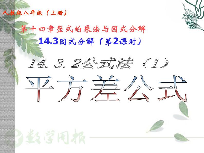 人教版数学八年级上册 14.3.2 公式法—平方差公式22p 课件02