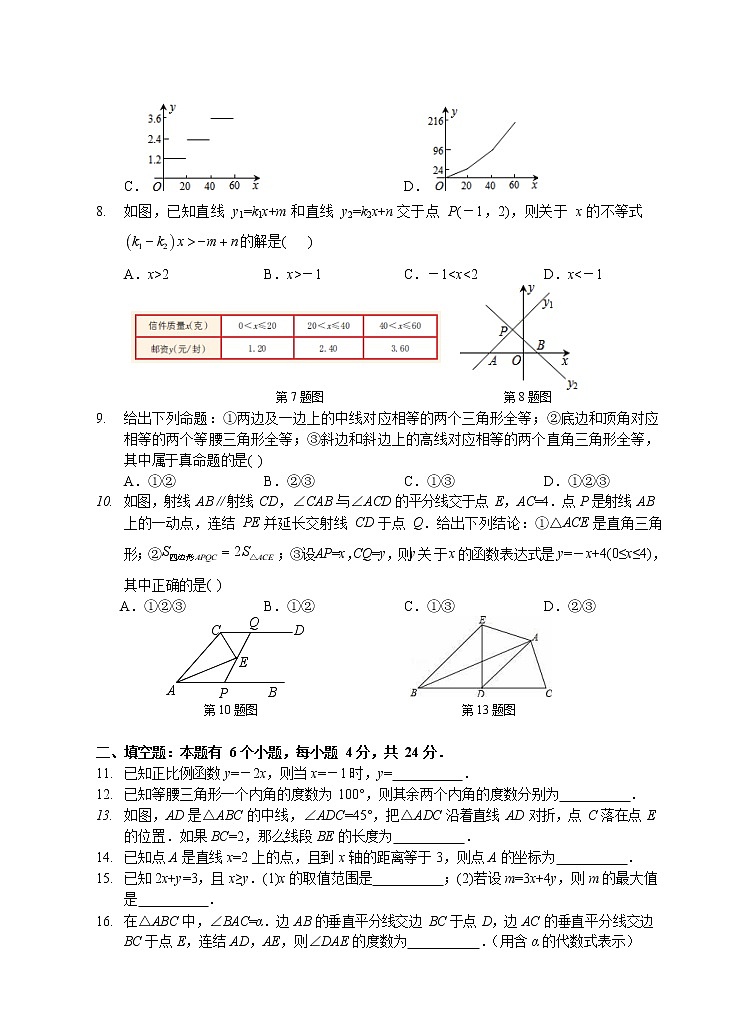 杭州市2020_2021学年八年级上期末测试卷数学试题（含答案）第2页