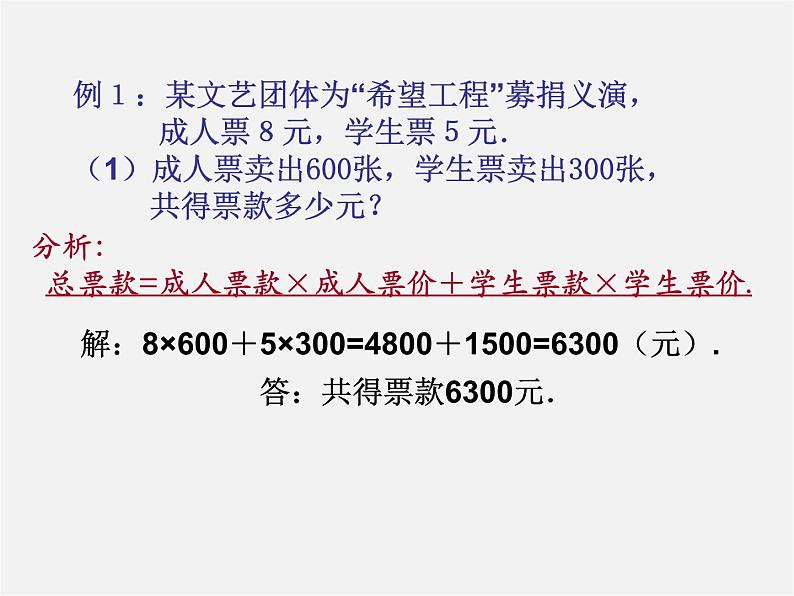 北师大初中数学七上《5.5 应用一元一次方程—“希望工程”义演》PPT课件 (6)第6页