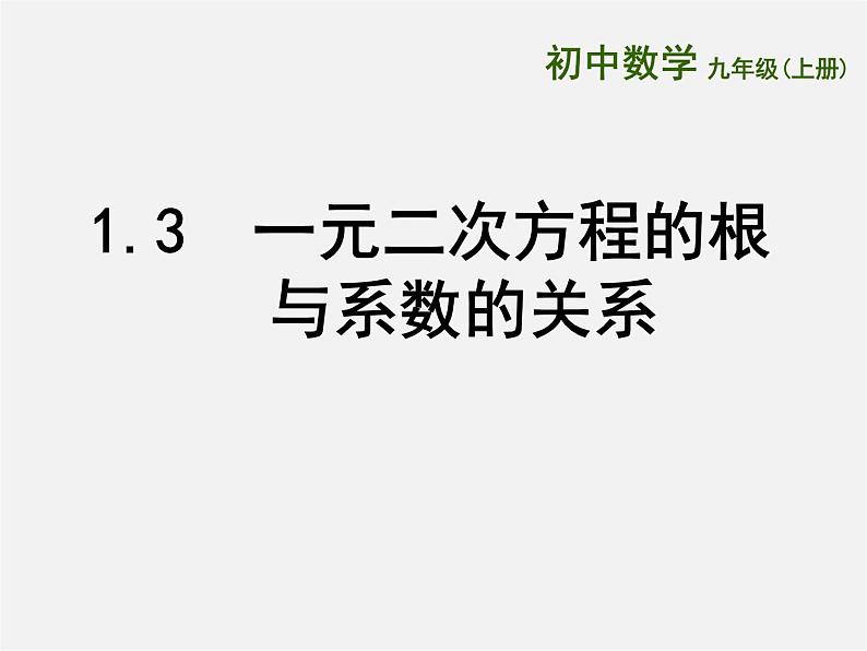 苏科初中数学九上《1.3 一元二次方程的根与系数的关系》PPT课件 (3)01