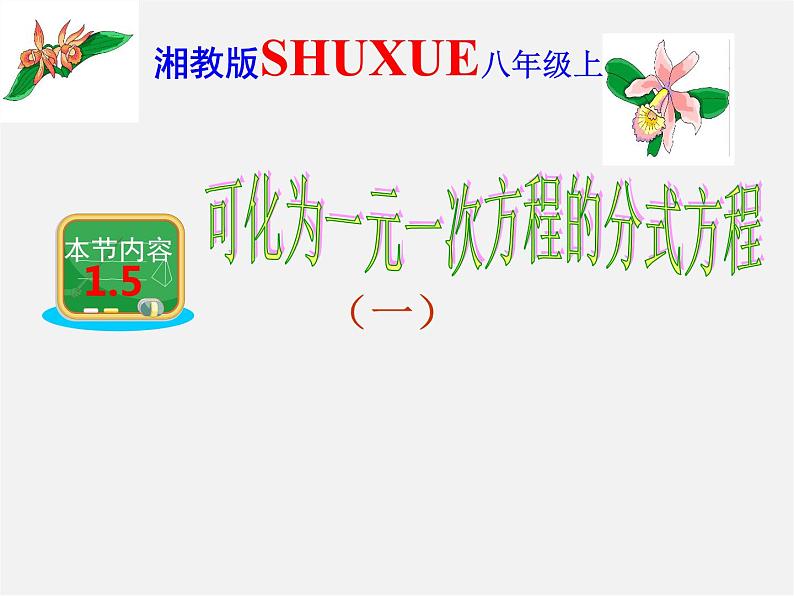 湘教初中数学八上《1.5可化为一元一次方程的分式方程》PPT课件 (3)第1页