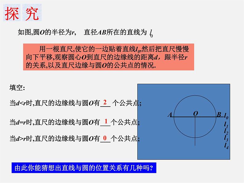 湘教初中数学九下《2.5 直线与圆的位置关系 》PPT课件 (1)第4页