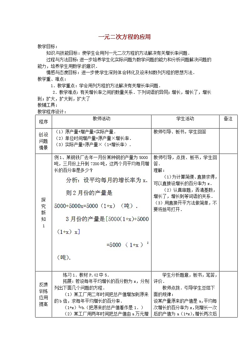 沪科初中数学八下《17.5一元二次方程的应用》word教案 (9)第1页