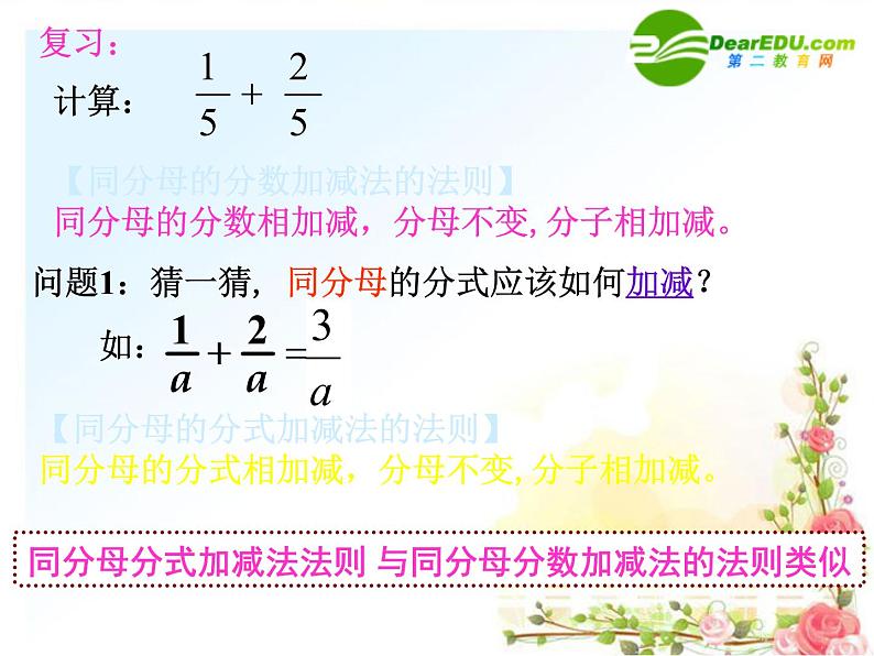 冀教初中数学八上《12.3分式的加减》PPT课件 (3)第3页