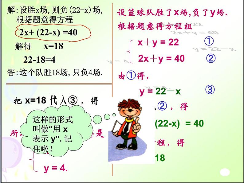 人教版数学七年级下册 8.2 代入消元法解二元一次方程组 课件第7页