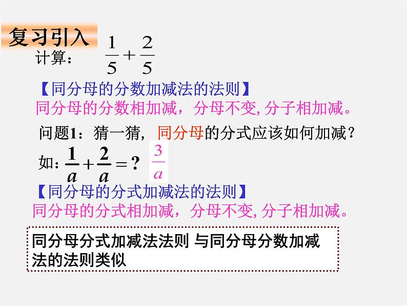 华东师大初中数学八下《16.2.2 分式的加减》课件02