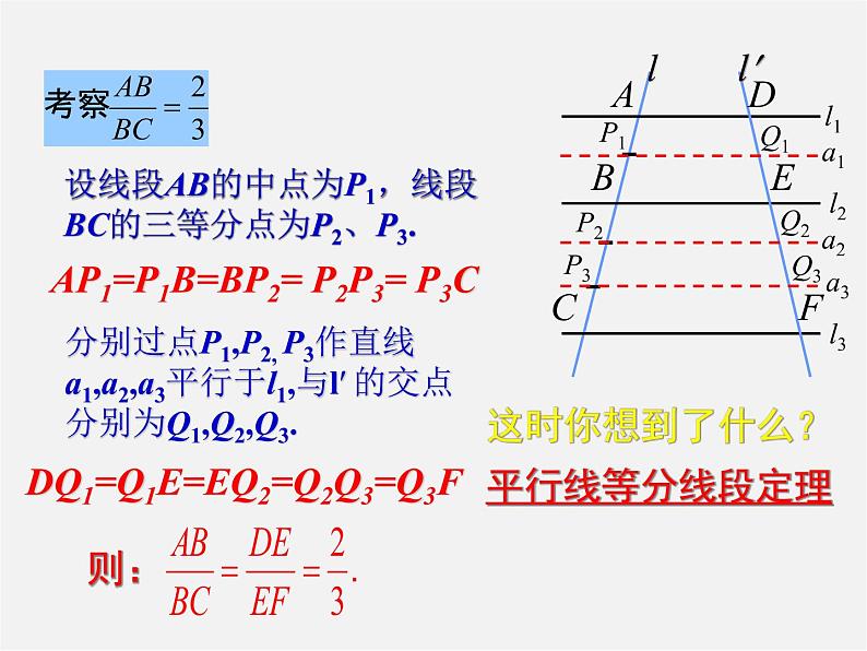 华东师大初中数学九上《23.1.2 平行线分线段成比例课件06