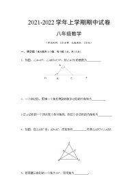 云南省普洱市景谷碧光中学2021-2022学年八年级上册数学期中考试卷（Word版无答案）