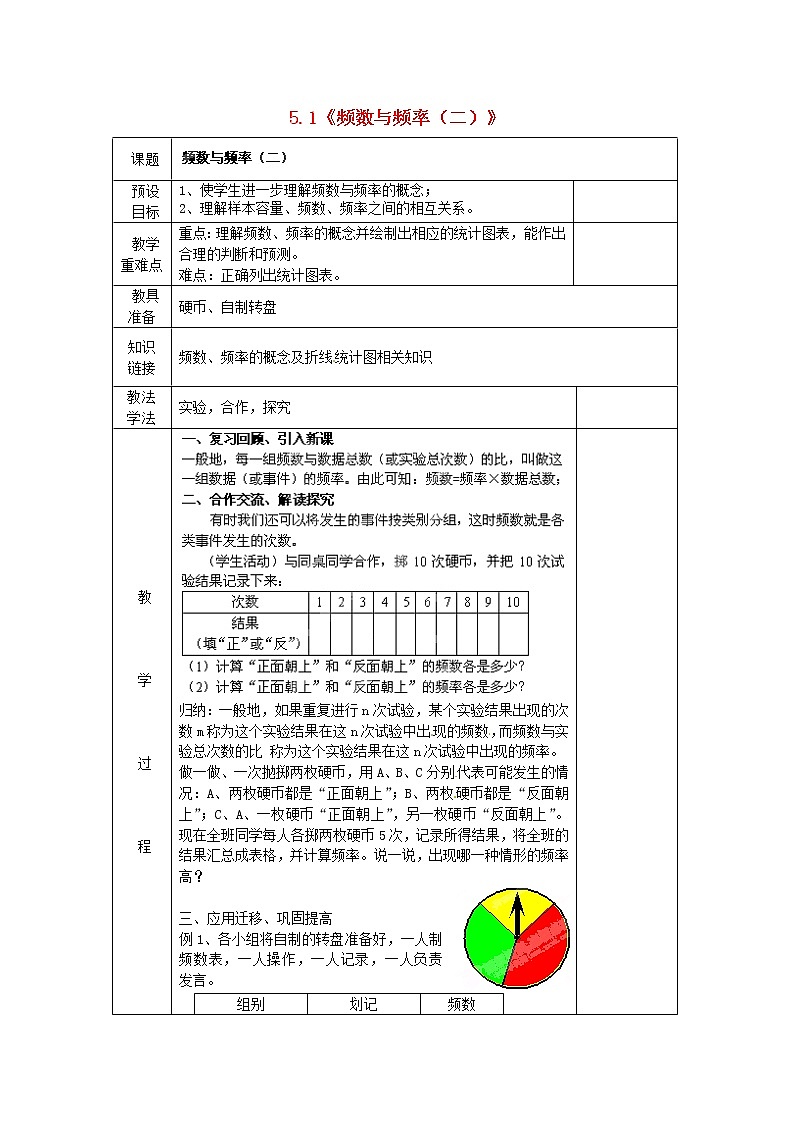青岛初中数学九下《6.2频数与频率》word教案 (5)第1页