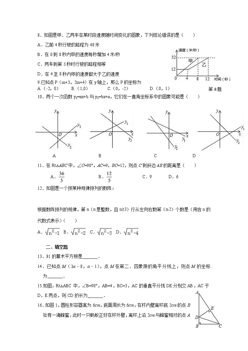 广东省深圳市北师大版八年级上册数学期末模拟卷9（无答案）02