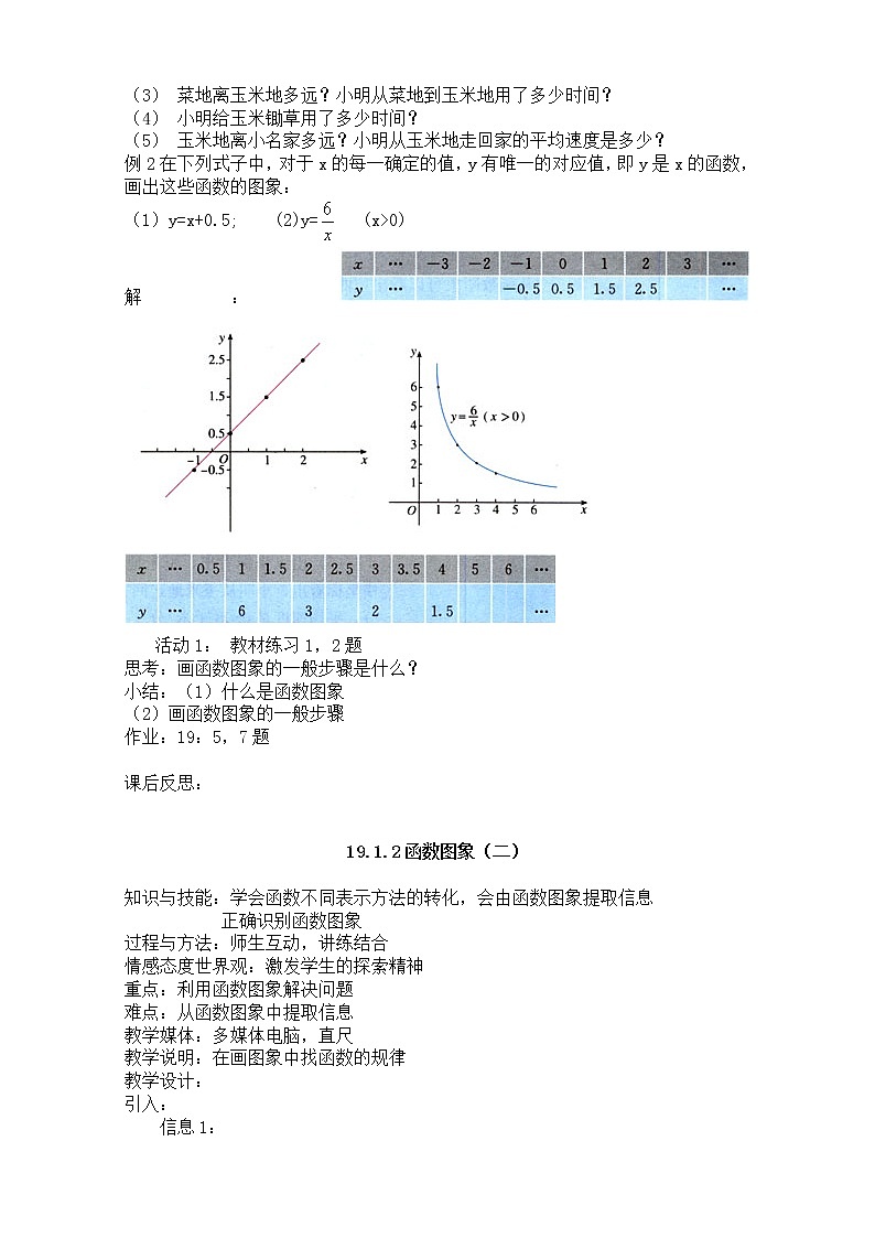 人教版数学八年级下册 19.1.2 函数的图象2 教案02