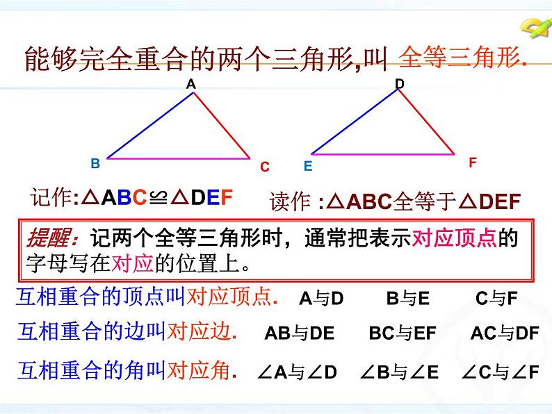 人教版八年级数学上册教学课件-12.1 全等三角形2第7页