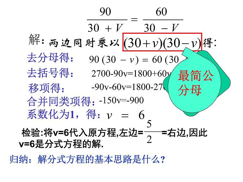 人教版八年级上册数学15.3.1探究分式方程的解法课件(共16张PPT)06