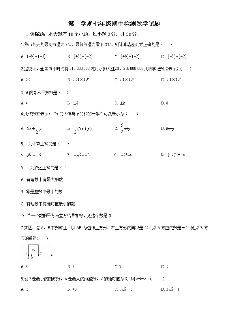 2020-2021学年浙江省杭州市滨江区七年级（上）期中数学试卷01