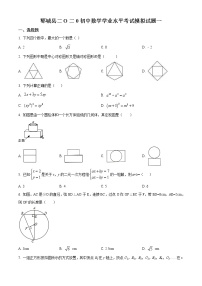 精品解析：2020年山东省菏泽市郓城县中考数学一模试题(解析版+原卷)