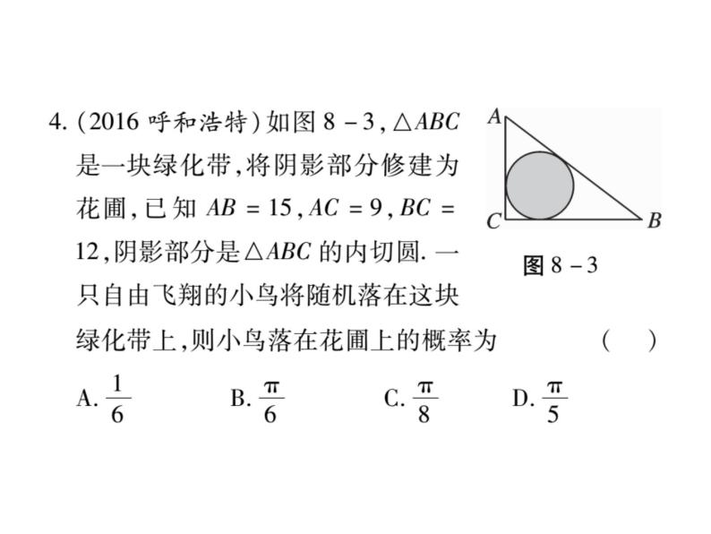 中考数学复习课件：第二部分 重点专题提升 专题八 与代数、几何相关的概率计算(共22张PPT)05