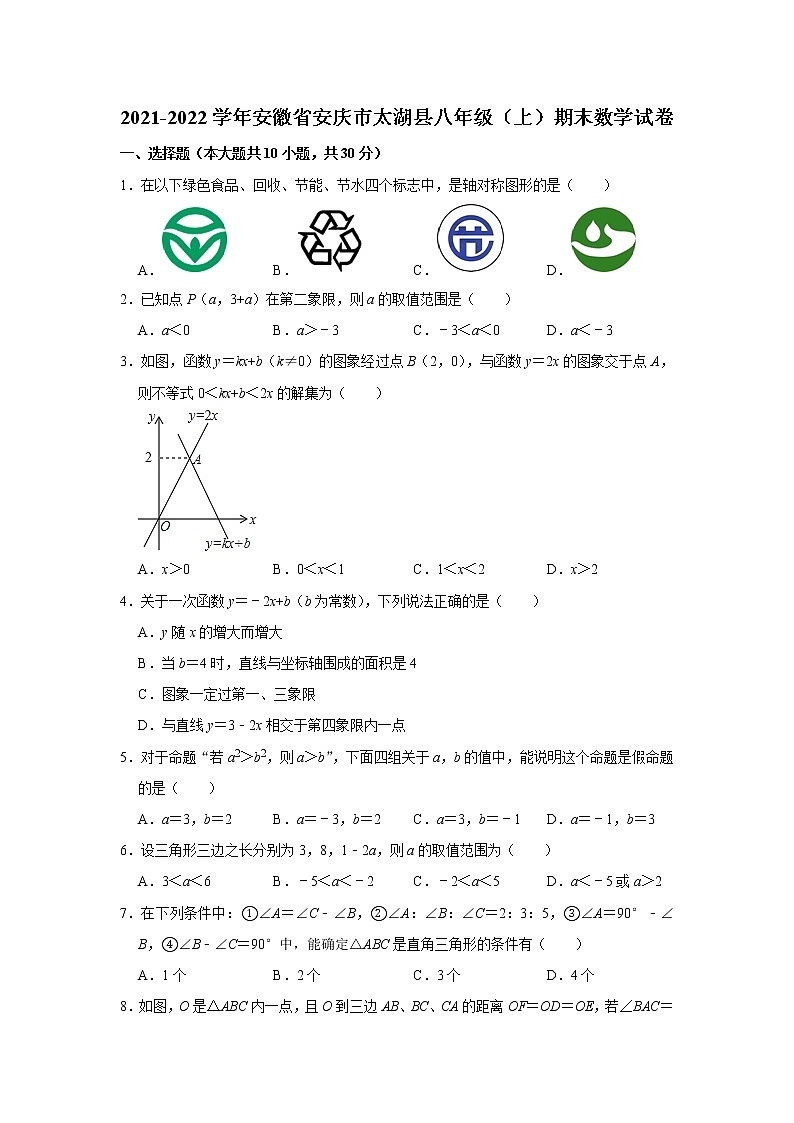 期末试卷汇编（7套）（试题）-2021-2022学年数学八年级年级上册-沪科版（含答案）第1页